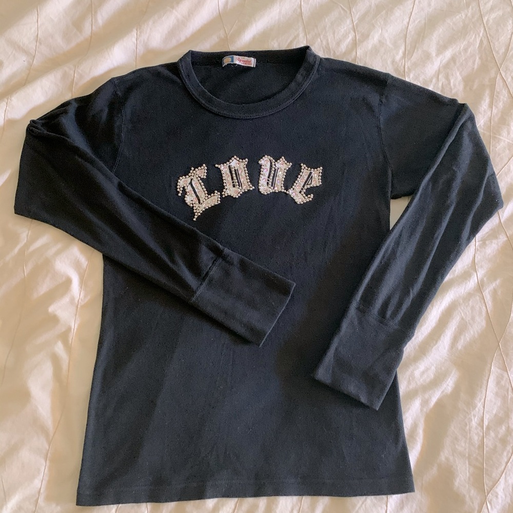 Bejeweled vintage long sleeve cotton t-shirt